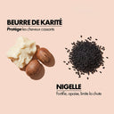 Ingrédients beurre de karité et Nigelle, Beauté Insolente Pot de Crème Pure Énergie 3 en 1 - Soin réparateur cheveux frisés et crépus, 250ml.