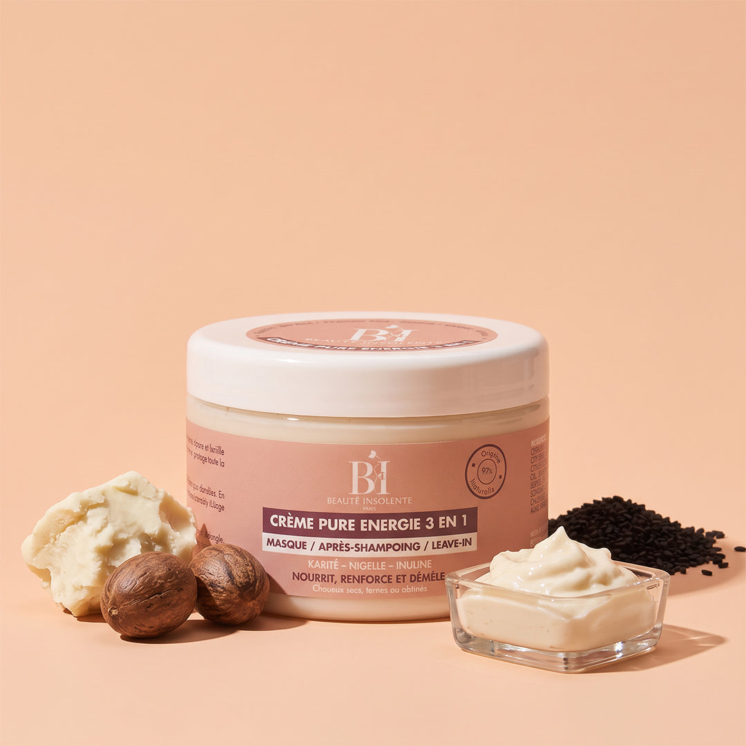 Beauté Insolente, crème masque après shampoing Hydratant tous types de cheveux  avec des ingrédients d’origine naturelle.