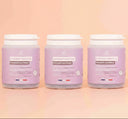  Photo publicitaire qualité studio, un lot de 3  pot de gummies beauté insolente présentés debout sur un fond neutre couleur pêche claire.